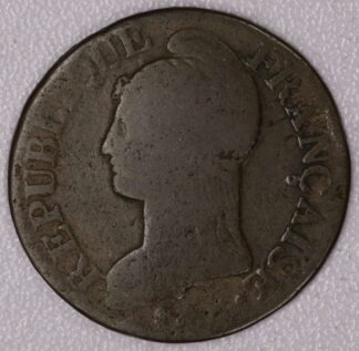 France 1799-1800 (Lan 8) 5 Centimes Copper Coin