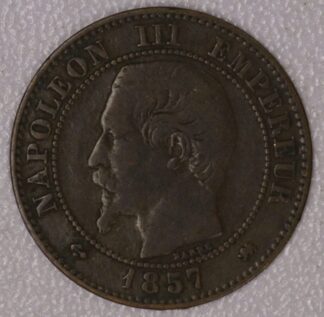 1857-D France 2 Centimes High Grade Copper Coin