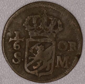 1718 Sweden 1/6th Ore Copper Coin