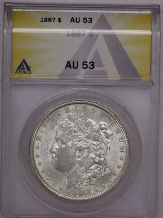 Auction-1887 Morgan Dollar ANACS AU53