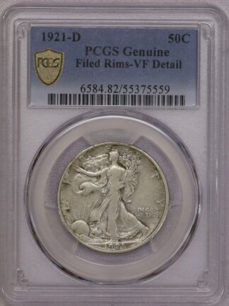 1921-D Walking Liberty Half Dollar PCGS Filed Rims/VF Detail