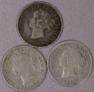 1886, 1892 & 1899 Canada Five Cent Silver Queen Victoria