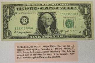 AUCTION- 1963-B One Dollar Federal Reserve Note New York District BARR DOLLAR Interesting Serial Number AU
