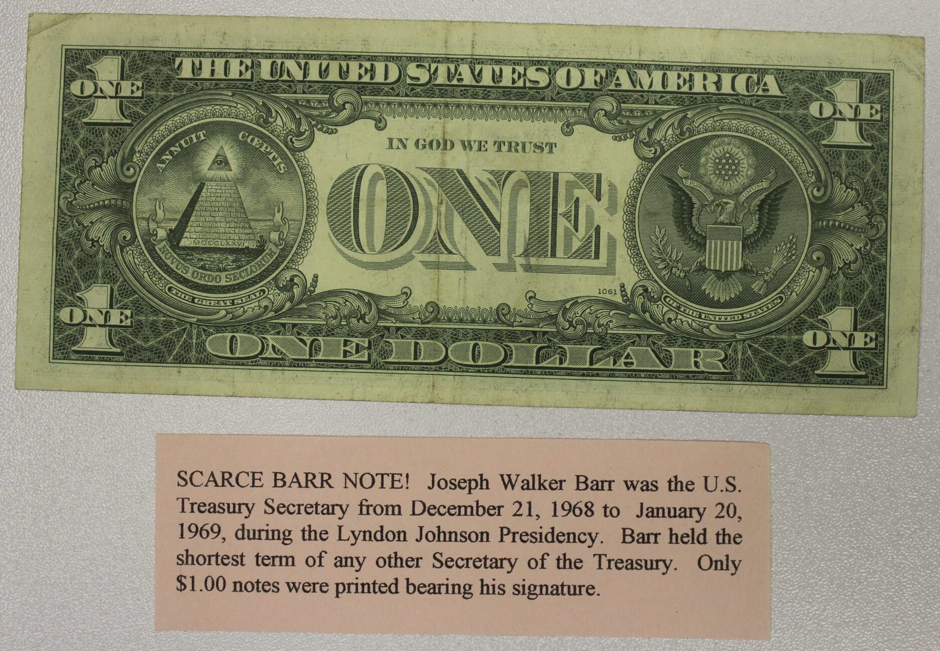 AUCTION- 1963-B One Dollar Federal Reserve Note New York District BARR DOLLAR Interesting Serial Number AU - Image 2