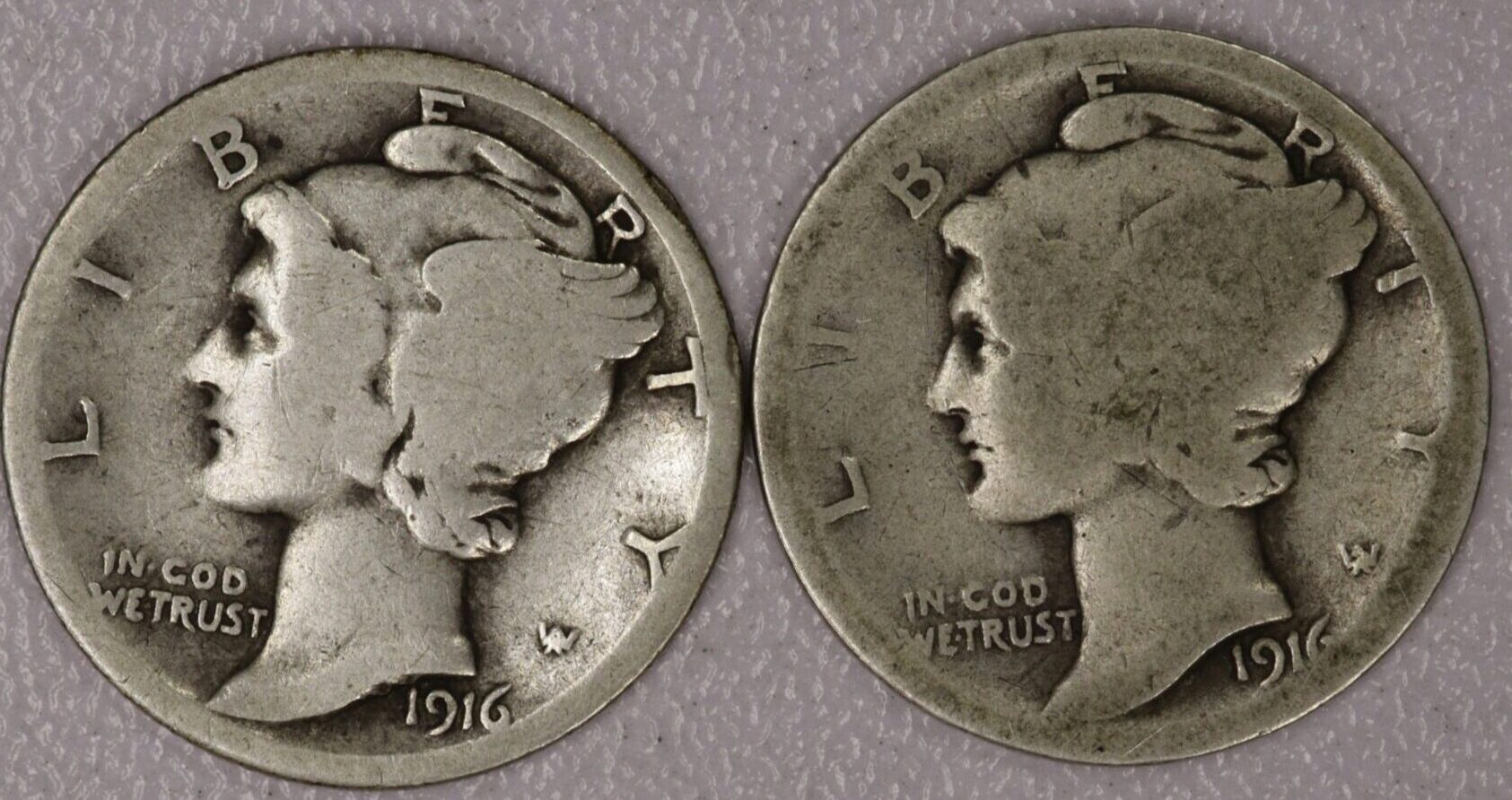 AUCTION- 1916 & 1916-S Mercury Dimes Circulated