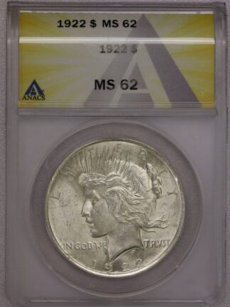 1922 Peace Dollar ANACS MS62