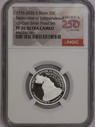 1776-2026 S Silver Declaration of Independence Proof Quarter NGC PF70 Ultra Cameo