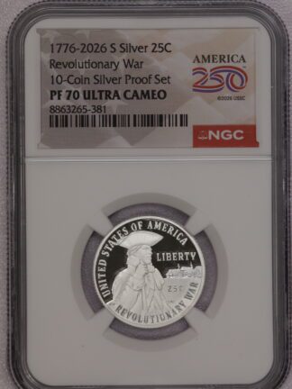 1776-2026 S Silver Revolutionary War Proof Quarter NGC PF70 Ultra Cameo