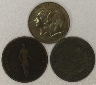 1837 & 1857 Canada Half Penny Tokens and 1926 Canada Confederation 60th Anniversary Medal