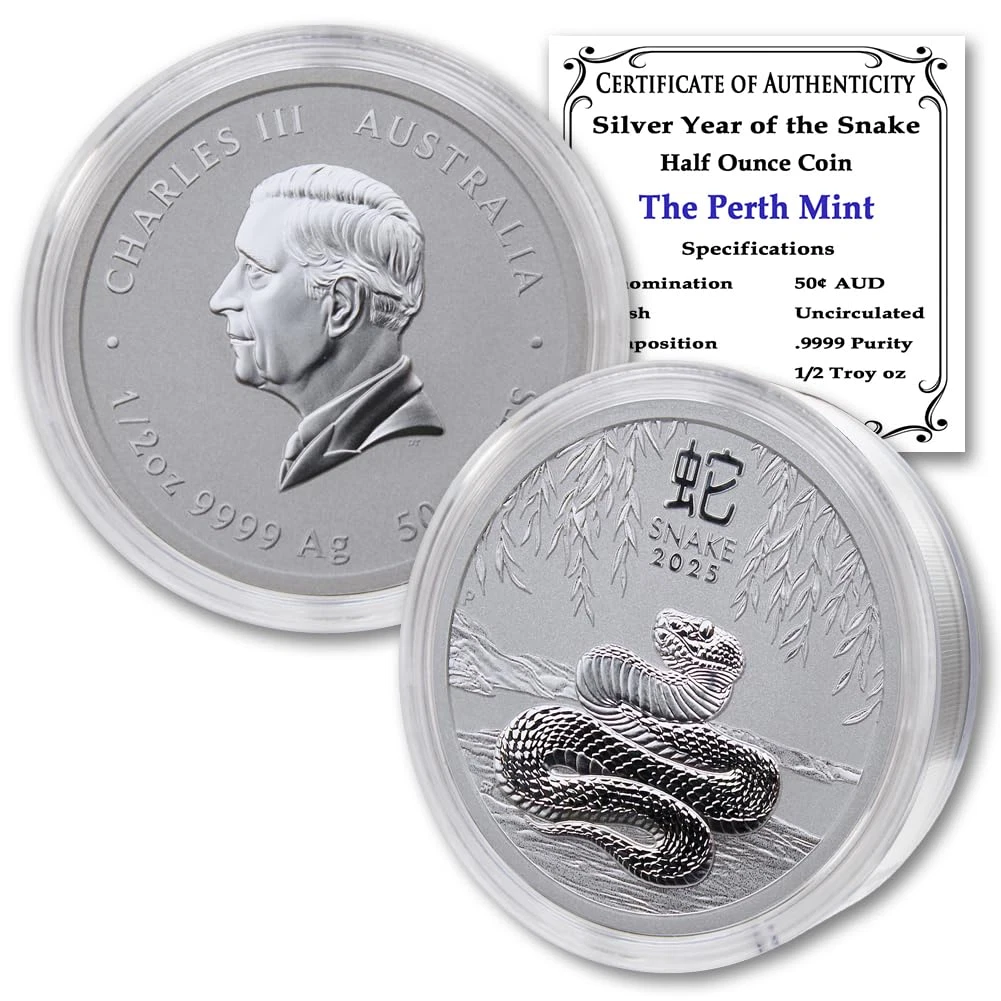 (1) 2025 P 1/2 Oz Silver Australian Lunar Series III Year of the Snake Coin - Image 3